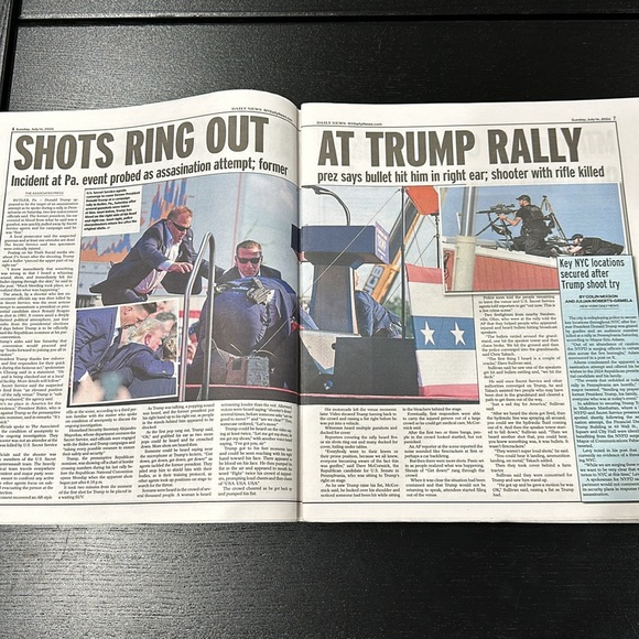 Daily News New York Newspaper - Trump Targeted at Rally - July 14 2024 - Picture 2 of 4